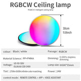 Lâmpada De Teto 24W / 110v Inteligente WiFi Tuya Smart App Forma Redonda Mutável Cor RGBCW Controle Remoto
