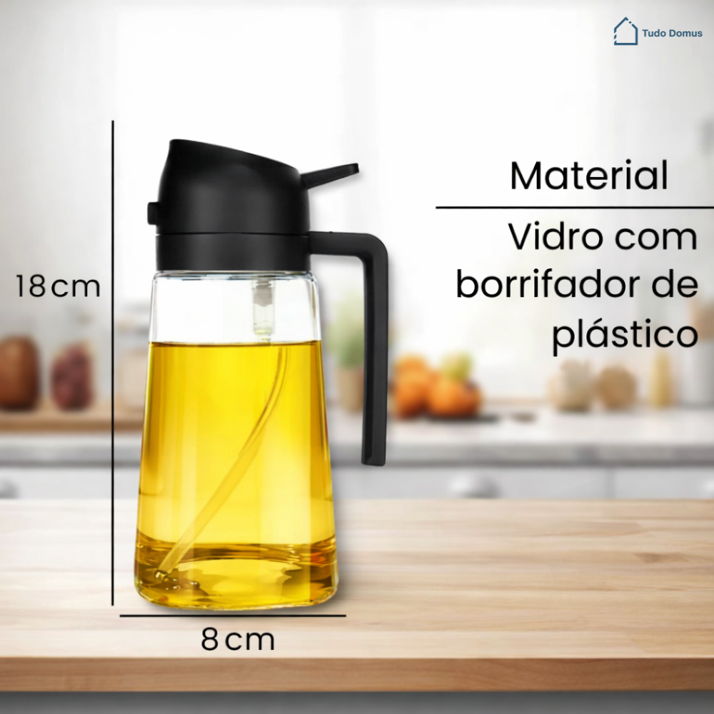 SprayCozinha Pro™ – Borrifador de Azeite 2 em 1 em Vidro Resistente - 470 ml - PRETO