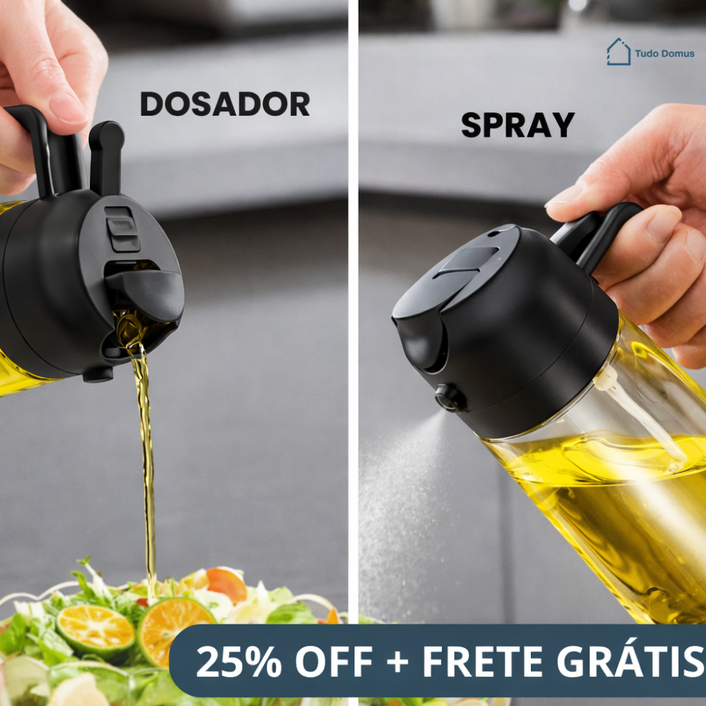 SprayCozinha Pro™ – Borrifador de Azeite 2 em 1 em Vidro Resistente - 470 ml - PRETO