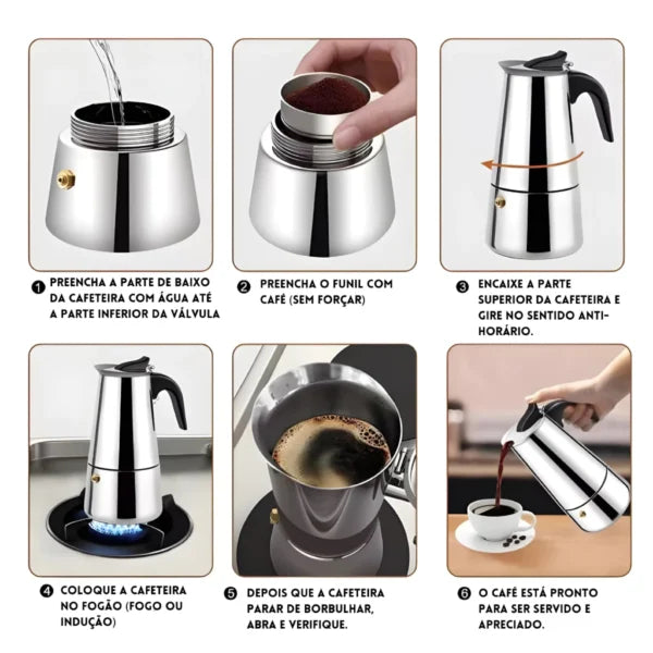 Cafeteira Italiana Aço Inox MASTER