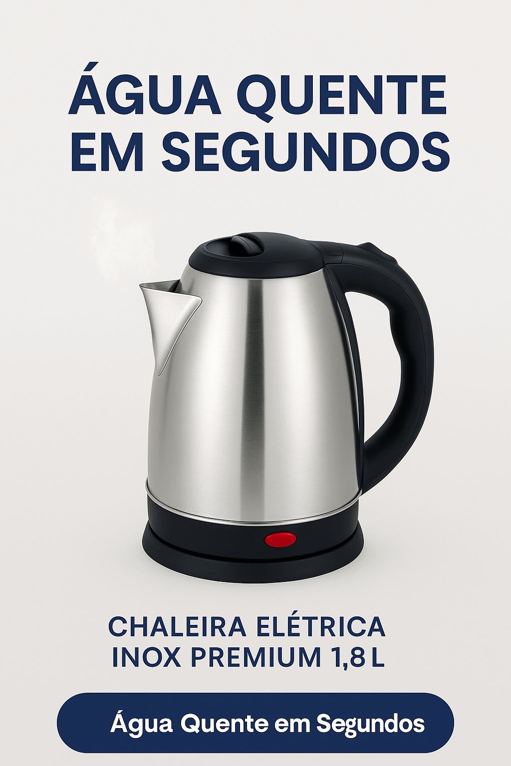 Chaleira Elétrica Inox Premium 1.8L – Água Quente em Segundos