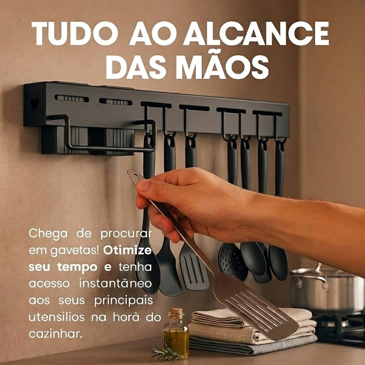 Suporte Organizador Smart Inox 8 em 1 - ORGANIZE SUA COZINHA