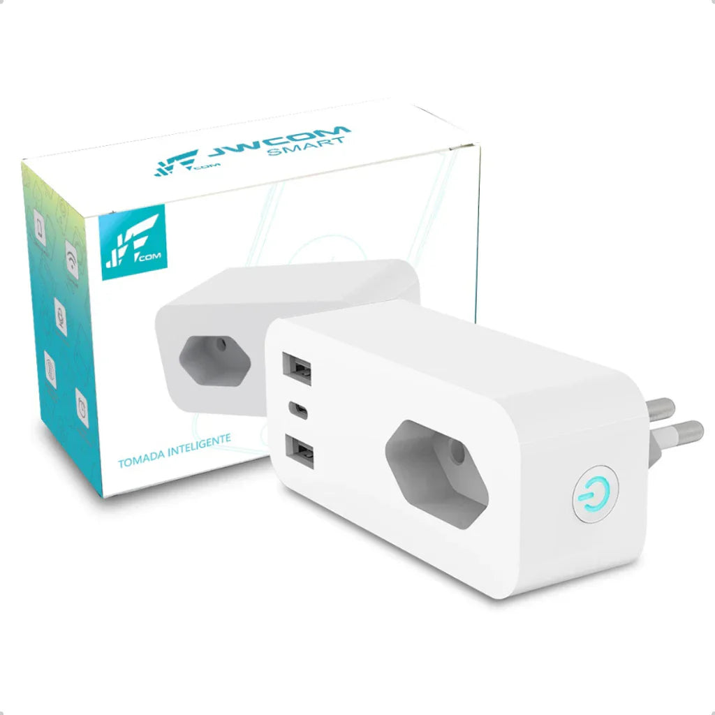 Tomada Inteligente Alexa Google Smart Wifi Automação Com 2 Entrada USB + 1 Entrada Tipo C Bivolt 16a