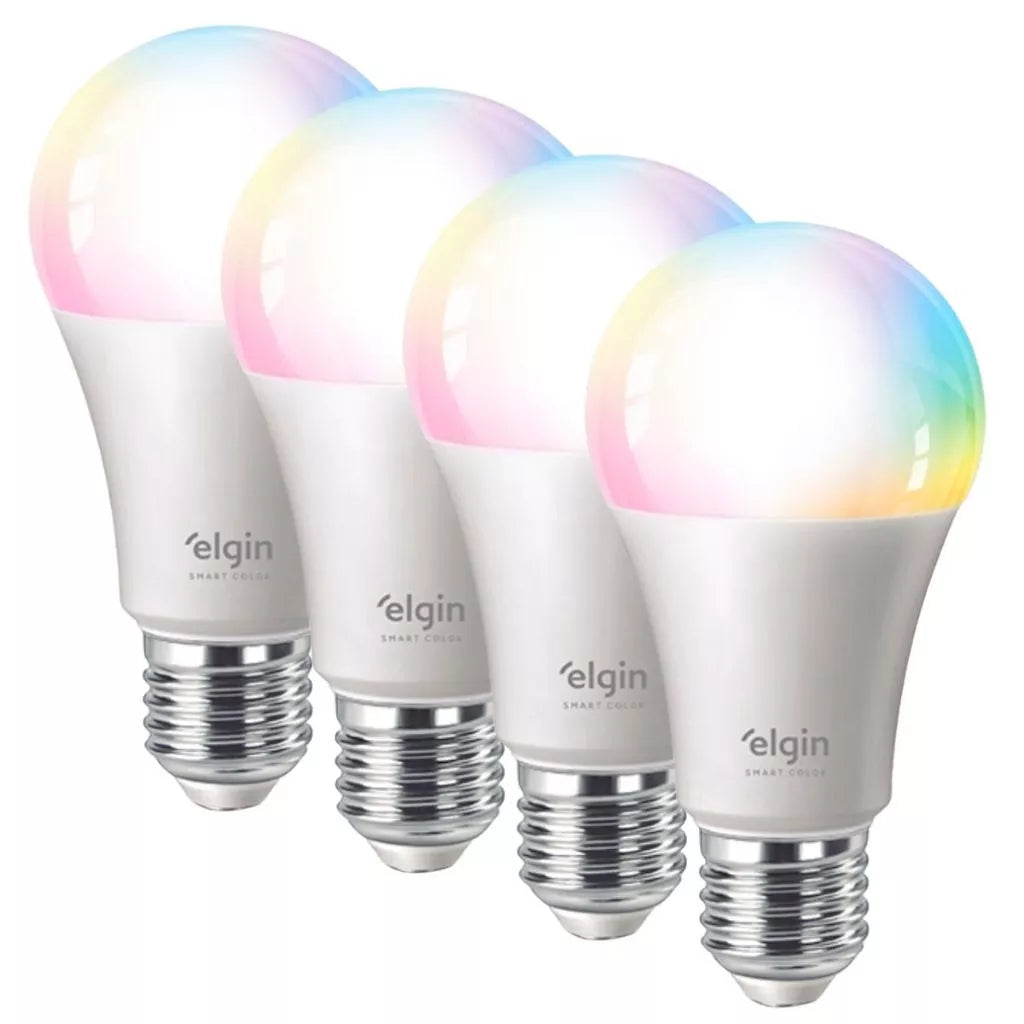 Kit 4 Lâmpadas Inteligente Led Bulbo 10w Rgb Smart Color - Elgin