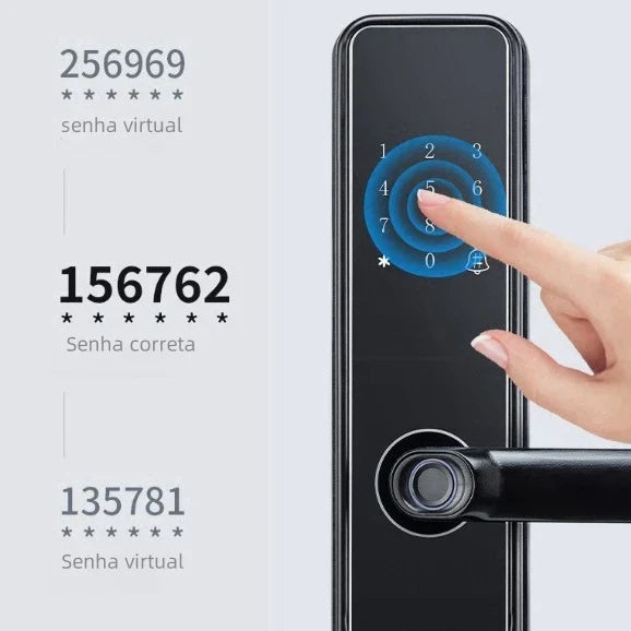 Fechadura Digital Inteligente com Impressão Digital e Teclado - com Tag Wifi Moderna Bloqueio de impressões digitais