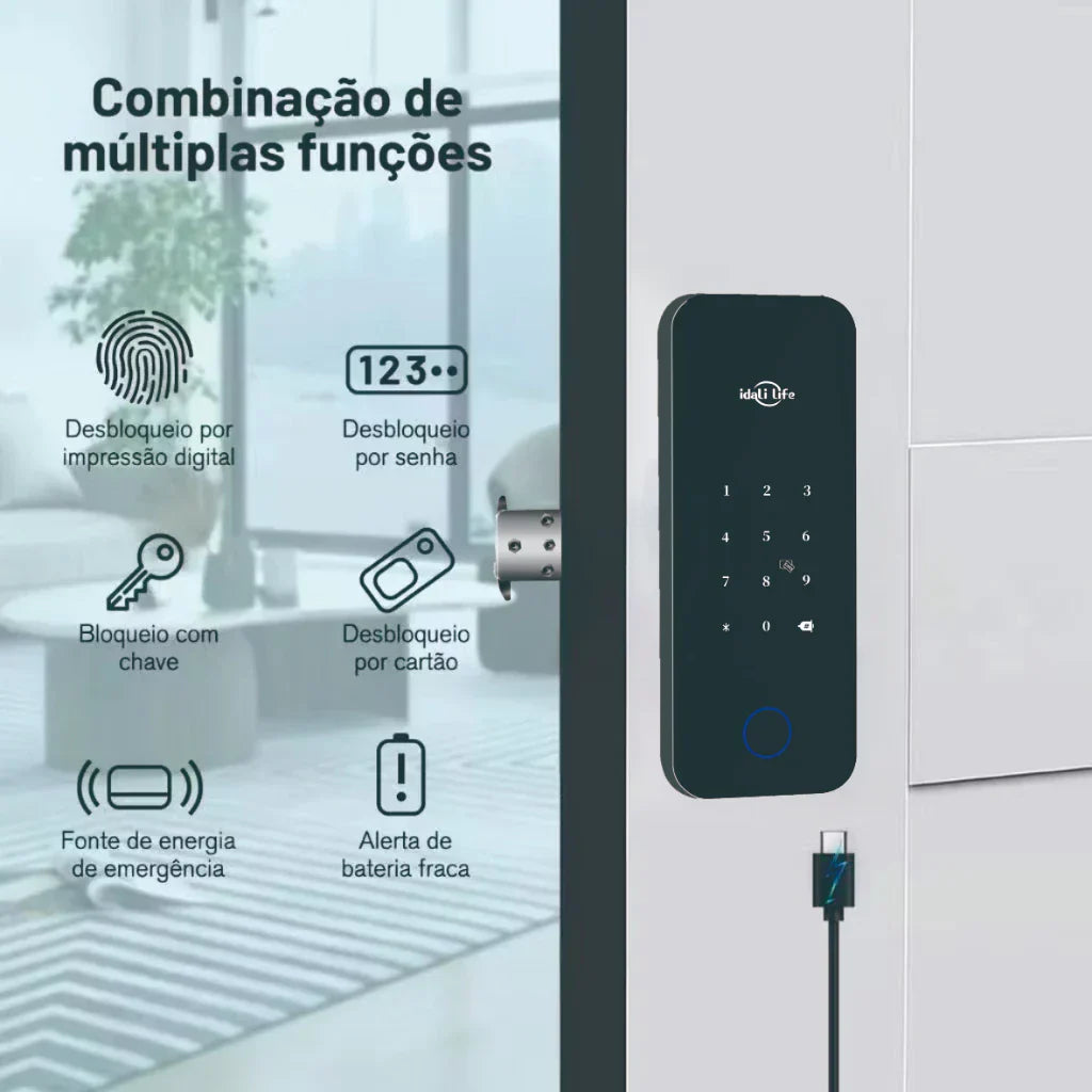 Fechadura De Porta Inteligente WiFi À Prova D'água Eletrônica De Impressão Digital Para De madeira IDALI LIFE