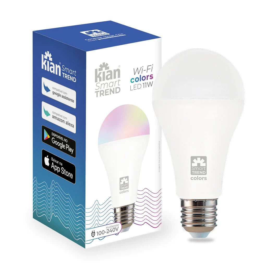 Kit 5 Lâmpadas Smart LED Inteligente 11W RGB WiFi Bivolt Compatível com Alexa e Google Assistant