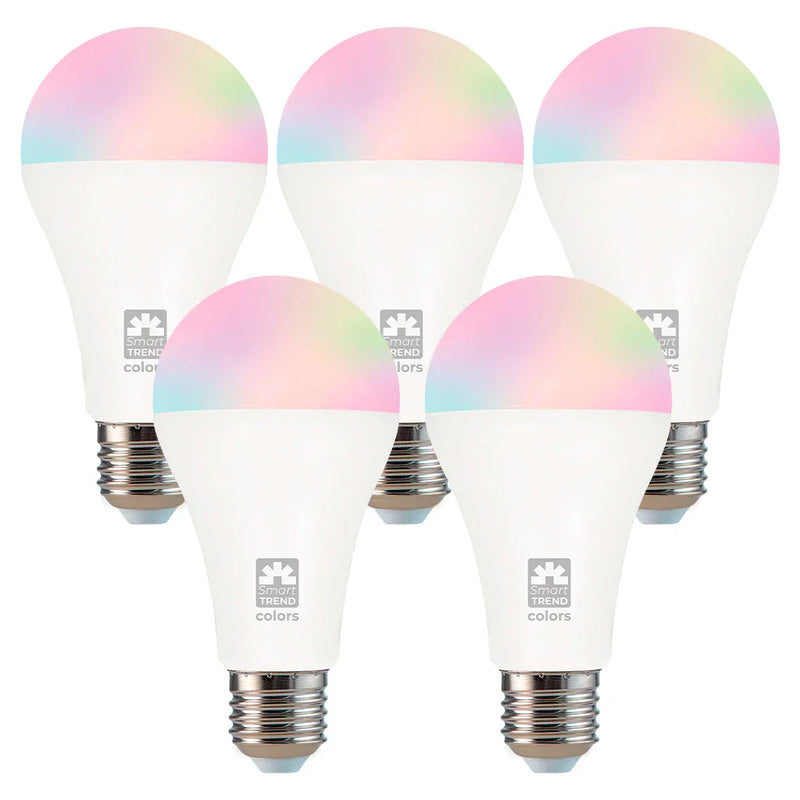 Kit 5 Lâmpadas Smart LED Inteligente 11W RGB WiFi Bivolt Compatível com Alexa e Google Assistant