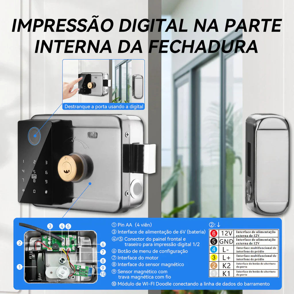 IntelarFechadura App Biometria Wifi Portão Externa Maçaneta Digital