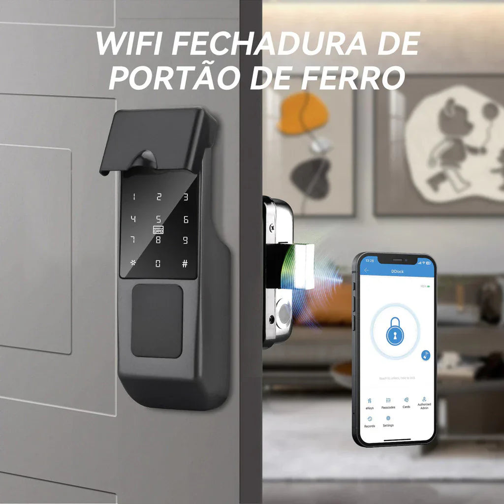 IntelarFechadura App Biometria Wifi Portão Externa Maçaneta Digital