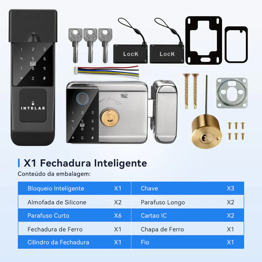 IntelarFechadura App Biometria Wifi Portão Externa Maçaneta Digital