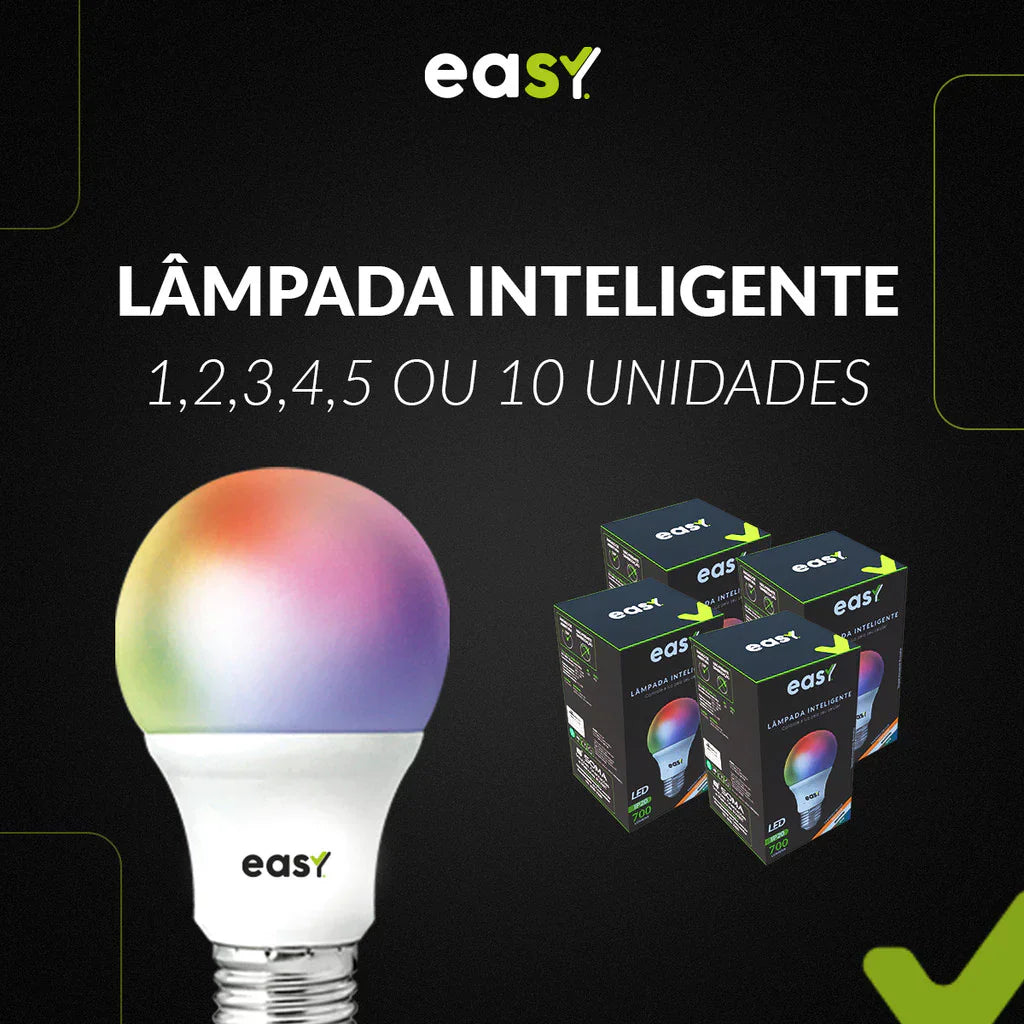 Lampadas Led Inteligente Smart RGB Colorida Wi-FI Bivolt E27 - Easy